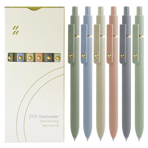 UIXJODO Gelstifte, schwarze Tinte, 0,5 mm feine Spitze, glattes Schreiben, High-End-Serie, einziehbare Stifte für Tagebuch, Notizen(6 Stück Gold Morandi