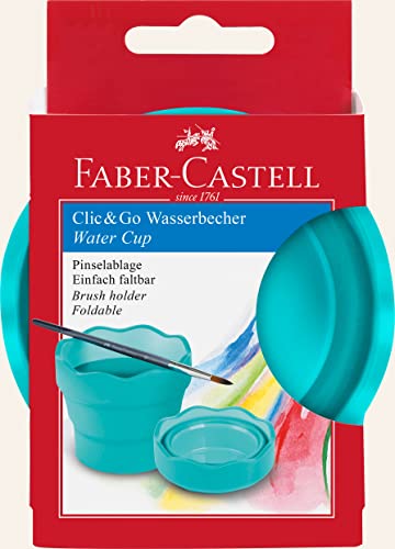 Faber-Castell 181580 - Wasserbecher CLIC & GO, türkis, 1 Stück