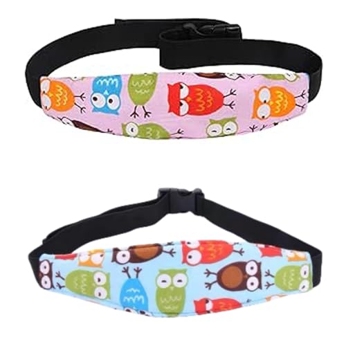 2pcs Kopfsicherung kindersitz, Baby Autositz Kopfband, Einstellbare Kindersitz Befestigung Kopfband,Kopfband kindersitz, Cartoon-Muster aus Baumwolle, Für Säuglinge und Kleinkinder