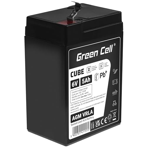 Green Cell AGM 6V 5Ah Akku VRLA Blei-Batterie Bleiakku Ersatzakku Gelakku Akkubatterie Zyklenfest Unbemannt Spielzeug | Elektro Spielzeug| Alarm | Notstrom | Kinderfahrzeuge| Kinder-Quad