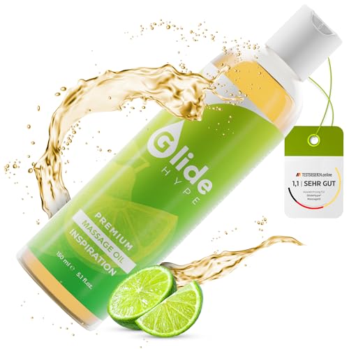 GlideHype PREMIUM Massageöl INSPIRATION mit Limettenduft | hautpflegendes Gleitöl für sinnliche Massagen zur Entspannung (150 ml)