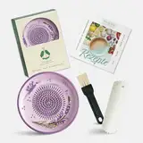 Evergrate® Keramikreibe Valeria mit Geschenkbox – mit Reibe, Knoblauchschäler, Rezeptheft & Pinsel – Handgefertigt für Ingwer, Knoblauch & mehr – Spülmaschinenfest & langlebig