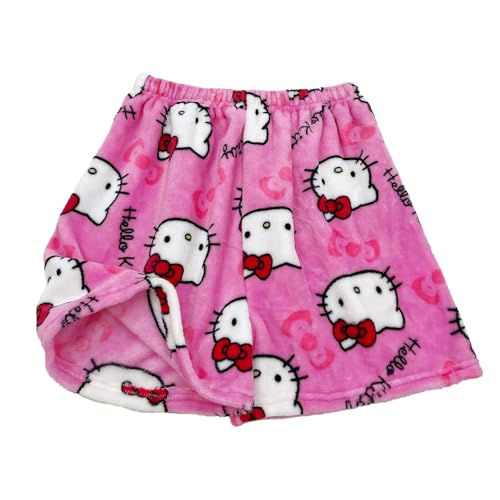 Pyjama Hosen Shorts, Pyjama Hosen Damen Shorts, Flanell Pyjamahose Damen, Lässiger Frühlings- und Sommerstil im Anime-Cartoon-Stil(L)