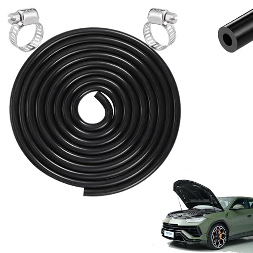 Xiciki 3 M Unterdruckschlauch KFZ,Silikonschlauch 3mm/8mm, Vakuumschlauch 3m Hochtemperatur,Turbo Unterdruckschlauch mit 2 Klemmen,Flexibel und Dick für Einlass und Auslassarmaturen