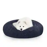 Kasunpul Hundebett Rund, Katzenbett, Donut Kissen, Hundekissen, Hundekorb, Hundebett Flauschig Waschbar, Hundesofa für Katzen und Kleine Hunde, 80 cm Durchmesser, Dunkelgrau