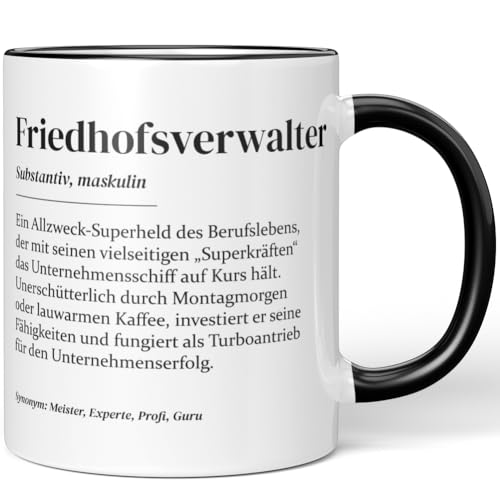 JUNIWORDS Tasse, Definition Friedhofsverwalter, Schwarz (7214392)