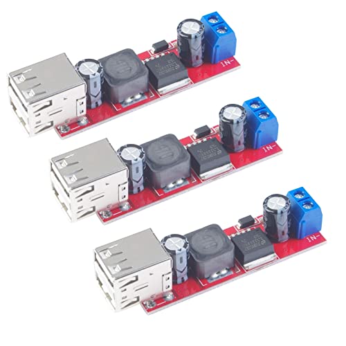 Double USB DC-DC Step Down Converter 6V-40V bis 5V 3A Buck Spannunswandler Charge Power Supply Module (3 Pack)