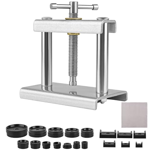 MXTIMWAN Uhr Presse Set,Uhren Batteriewechsel Werkzeug,Uhrenschließer Gehäuseschließer,Uhrenschließer Einpresswerkzeug,Uhrenwerkzeugset,Uhr Reparatur Werkzeug,Uhrendeckelpresse Mit 18 Förmchen