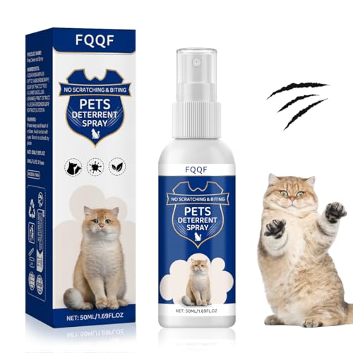 FQQF Katzenabwehrspray,Anti Kratz Spray Katzen,Natürliche Inhaltsstoffe,Katzenabwehrmittel für Innen und Außenbereich,Nicht Reizend und Rückstandsfrei,Against Urination&Scratching,50ml