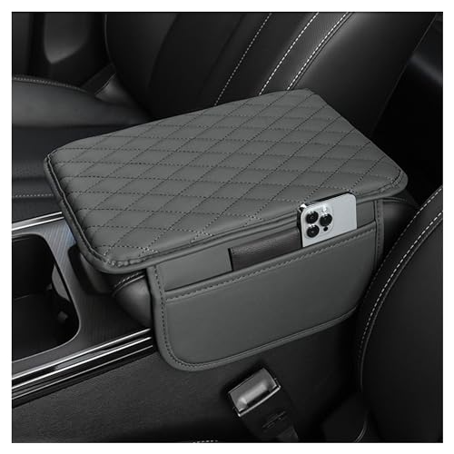 Upgraded Mittelkonsole Auto Armlehnenschoner,Microfiber Leder Auto Armlehnen Polster mit 2 Autositz Organizer Aufbewahrungstaschen,Universelle Auto Zubehör Innenraum für Armlehne Auto (Grau)