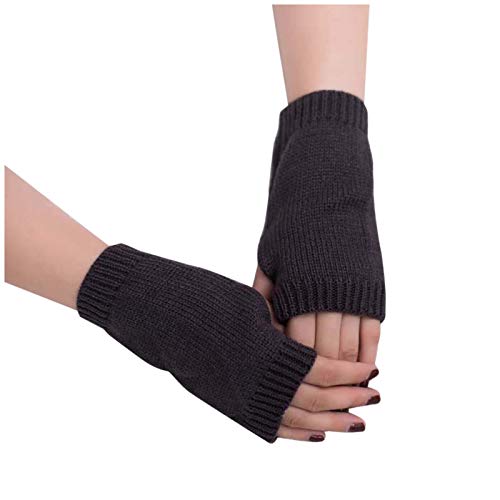 Handyhandschuhe Frauen Fingerlose Handschuhe Frauen weich Winter warm halten Handschuh auf der Miete Hippie Kostüme Damen Kleid Lang (Dark Gray, One Size)