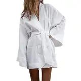 Leinenbluse Damen- Damen-Strickjacke, einfarbig, lockere Baumwolle, mittellange Bluse, Rock, Träger, Mantel, Baumwolle und Leinenhemden