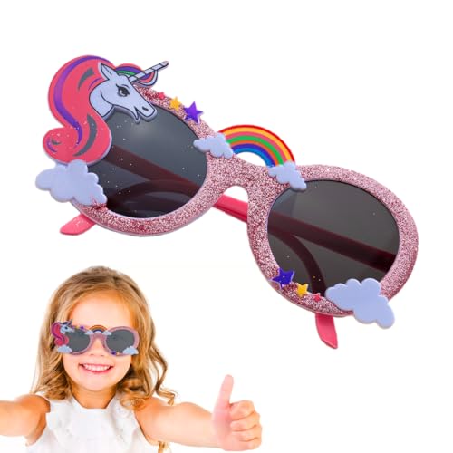 BEPSYOM Sonnenbrille Kinder Mädchen Jungen, Glitzer Regenbogen Sonnenbrille Kinder, Bunte Sonnenbrille Mädchen für 3-10 Jahre, Partybrillen Lustige Sonnenbrille Kinder Sonnenbrillen mit UV-Schutz
