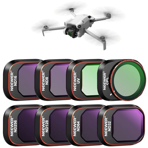 NEEWER ND & CPL Filter Set Kompatibel mit DJI Mini 4 Pro, 8Stk UV CPL ND8 ND16 ND32 ND64 ND128 ND256 Polarisator Neutraldichte Drohne Objektivfilter,mehrfach beschichtetes HD optisches Glas/Alu Rahmen