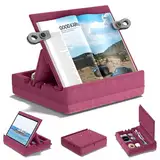 KDD Buchständer mit Aufbewahrung, Multi-Winkel-Ansicht, Lesetablet-Halter für Schoß, Bett, Schreibtisch und Couch, faltbarer I-Pad-Kissenhalter mit Organizer-Tablett für Buch, Tablet, Handy, E-Reader