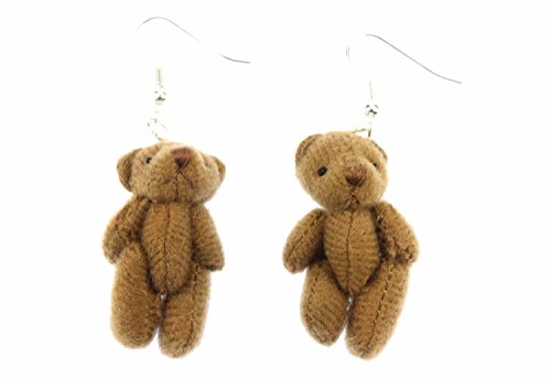 Miniblings Teddy Ohrringe Hänger Teddybär Bär Teddyohrringe Plüsch braun - Handmade Modeschmuck I Ohrhänger Ohrschmuck versilbert