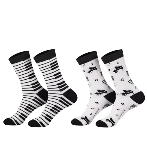 Damen Jungen Mädchen Socken (2 Paar) witzig bunt 42-47 Musik