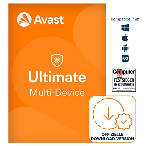 Avast Ultimate 2024 - Antivirenschutz im Paket mit Avast SecureLine VPN und Avast Cleanup Premium - für Windows, macOS, iOS und Android | 10 Gerät | 1 Jahr | PC/Mac | Aktivierungscode per Email