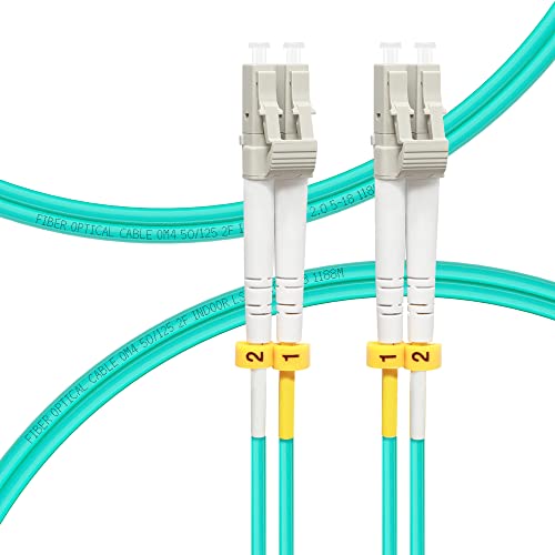 FLYPROFiber 1M OM4 LC auf LC LWL Glasfaser Patchkabel | Längenoptionen: 0,2m-100m, 40 GB/100 GB Duplex LC-LC 50/125 um Multimode LWL Kabel LSZH 1 Meter