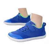 Barfussschuhe Kinder, Barfussschuhe Kinder Breite Barfußschuhe Atmungsaktiv Hausschuhe Junge Mädchen rutschfest Trekkingschuhe Leicht Schuhe Weich Sneaker Freizeit Barefoot Shoes, Blau, 28