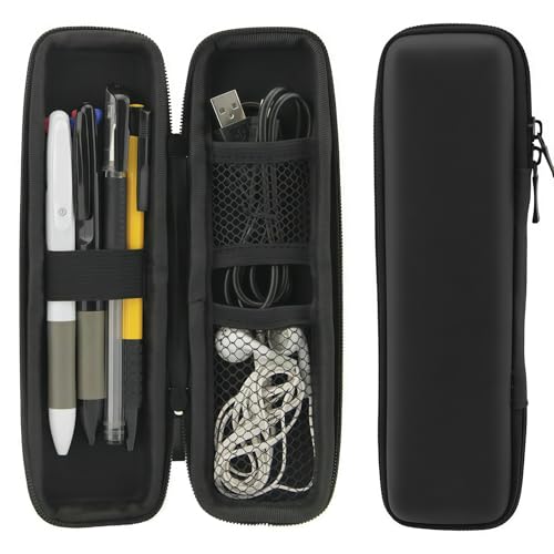 Diffaxy Kleines Federmäppchen, Hartschalen-Federmappe, Wasserdichtes Federtasche mit Fächern, Organizer-Make-up-Tasche für Jungen und Mädchen, Schreibwaren und Bürobedarf, Schwarz