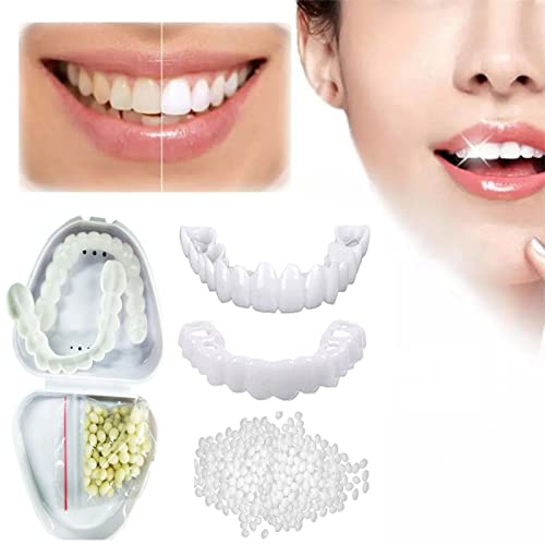 2 Paare Zähne Veneers Instant Perfect Smile Veneers Snap-On Zahnersatz Instant Comfort Fit Flex Zahnspange Zähneweiße Oben Oder Unten Temporäre Prothesen Zähne Kosmetische Veneers