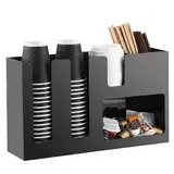 Tassen- und Deckelhalter, Einweg-Kaffeetassenspender, 6 Fächer, Kaffeestation Organizer für Tassendeckel, Hülsen, Gewürze, Pappbecher-Spender, Barzubehör, Halloween-Partyzubehör, Schwarz