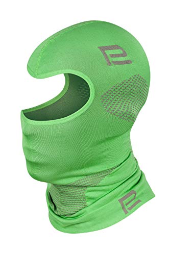 Prosske Sturmhaube Thermo Xtreme 2.0 Damen Herren Kinder Mädchen Jungen Skihaube Balaclava (grün-grau, S/M)