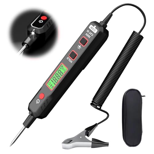 Spannungsprüfer KFZ, Phasenprüfer,Berührungsloser Spannungsprüfer, DC 2V-100V Voltage Tester mit Hintergrundbeleuchtung, LED-Taschenlampe, LCD-Anzeige, Summer Tester, für Elektrischen Problemen