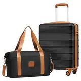 COOLIFE Kabinenkoffer 55×40×20cm und Kabinentasche 25L(45×36×20cm) Set für EastJet Fluggesellschaft Handgepäck Kabinengepäck Hartschlagenkoffer Leichtgewicht mit TSA-Schloss Langlebig