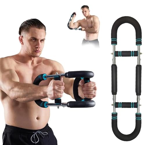 Saker Twister Arm Trainer, 40-100lb Adjustable Chest Workout Equipment,Shaker Twister Arm Trainer, Portable Power Twister Bar, Detachable Design Fitness Anywhere (Blue)