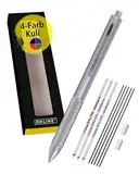 ?????? Multipen 4-in-1 Silber | Kugelschreiber & Bleistift Multifunktionsstift Metall | 3x Kugelschreiber-Mine in blau,schwarz und rot, 1x Druckbleistift-Mine | inkl. Radiergummi, in Geschenkbox