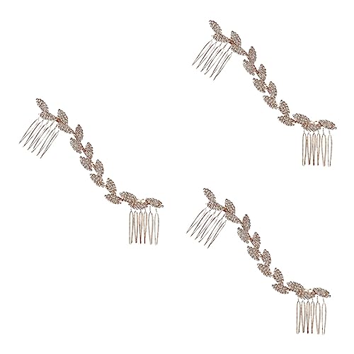 Beavorty 3 Stück Brautklammern In Kristallform Wunderschönes Mädchen Luxuriös Für Bräute Haarblätter Goldene Hochzeit Exquisite Mädchen-Party-Stirnband Schmuck Strasssteine