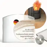 Funkenschutzplatte Glas Segmentbogen 80x100cm – Glasplatte für Kaminofen - Kaminglas Zunge mit Dichtlippe - 6mm ESG Kamin Glasplatte mit Facettenschliff – Kaminschutz Feuerplatte für Kaminofen