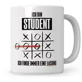 Sweetify Student Tasse, Geschenke für Studenten, Erstsemester, Geschenkidee Becher, Kaffeetasse Ich bin Student, ich finde immer eine Lösung