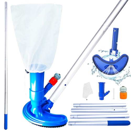 Poolsauger mit Schwere Aluminium Teleskopstange 1.5m & Bürste Staubsauger, Tragbar Bodensauger Poolreinigerdüsen Handpoolsouger Vakuum Pool Sauger Set für Reinigung Spa Whirlpool Teich Schwimmbad