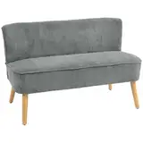 HOMCOM 2 Sitzer Sofa, Couch mit Kordoptik, Holzbeine, Gepolsterter Polstersofa, Doppelsofa für Wohnzimmer, Schlafzimmer, 117 x 56,5 x 77 cm, Grau