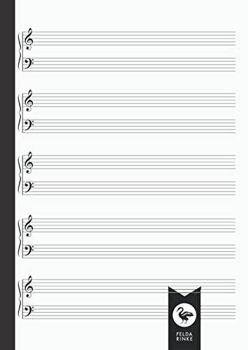 Notenheft für Klavier A4: Keyboard | Orgel | Notizbuch | 110 Seiten - 55 Blatt | 5 Doppelsysteme pro Seite | Mit Violinschlüssel und Basschlüssel | DIN A4