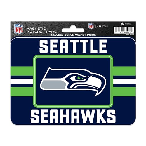 Rico Industries NFL Football Seattle Seahawks Magnet-Bilderrahmen (12,7 x 17,1 cm) & Magnet-Kombi-Set – Heimdekoration – Regrigerator, Büro, Küche