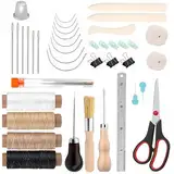 LANZLC Buchbinder Set, 41 Stück Buchbindewerkzeuge, Buchbindematerialien, Buchbindeset für Anfänger mit Wachsfaden, Falzbein, Papierahle, Bindeband, Buchbinden Zubehör für DIY Buchbindehandwerk