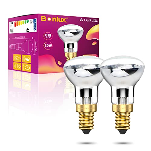 Bonlux E14 R39 25W Lava Birne Lavalampe Glühbirne Reflektorlampe Dimmbar Warmweiß 2400K-2600K Schraube Lavalampen Strahler 240V Kleine Edison Schraube SES 360° Abstrahlwinkel (2er Stück)