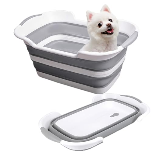 Wocemo Multifunktionaler faltbarer Hundepool, tragbare Badewanne für Haustiere für den Innen- und Außenbereich, faltbare badewanne für hunde, Größe 60 * 40cm, Halloween-Geschenke für Hunde……