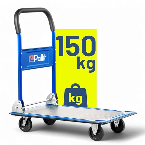 Pallit Transportwagen klappbar in Blau 150 kg Tragkraft Rollwagen Carry Plattformwagen mit Antirutschbeschichtung Transporthilfe Handwagen