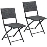 Casaria® Polyrattan Klappstuhl 2er Set 120kg Belastbarkeit Platzsparend Klappbar Leicht Tragbar Wetterfest Garten Terrasse Balkon Camping Stuhl Sessel
