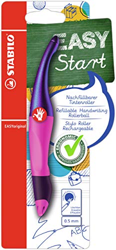 Ergonomischer Tintenroller für Rechtshänder - STABILO EASYoriginal Holograph in magenta - blau (löschbar) - inkl. Patrone