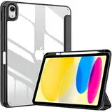 ProCase Hülle für iPad 10. Generation 2022 10,9 Zoll mit Stifthalter, Stoßfeste Smart Case Cover mit transparenter Rückseitenschale Schutzhülle Kompatibel mit ipad 10th Gen –Schwarz