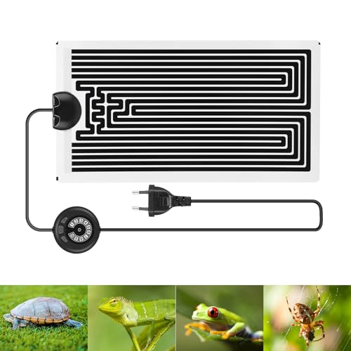 ALLOMN Heizkissen für Glasbehälter, Heizmatte Terrarium Reptilienheizmatte mit Temperaturregelung für Reptilien Schildkröten Schlangen Eidechse Gecko Einsiedlerkrebs Amphibien (14W/15 * 28cm)