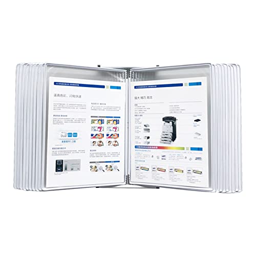 MOKLYF Desktop-Referenzsystem mit 20 Anzeigetaschen, wandmontierter Flip-File-Halter, Schreibtisch-Referenz-Organizer für A4-Dokumentreferenz und -speicherung, magnetische Modelle(A