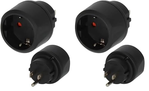 Brennenstuhl Reisestecker/Reiseadapter (Reise-Steckdosenadapter zum Anschluss elektrischer Geräte mit Schutzkontakt Stecksystem in Ländern mit amerikanischem (3-Pin) Stecksystem) schwarz