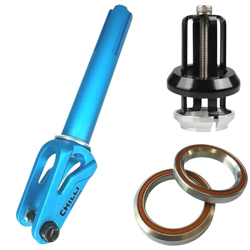 Chilli Pro Scooters FAT27+ 24 Stunt-Scooter Fork IHC Komplettset mit Steuerssatz Trick Roller Ersatz Tuning Gabel passend für 100 I 110 I 120mm Rollen Hell Blau